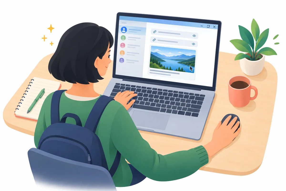 Link previews that wait for a click, by customer request