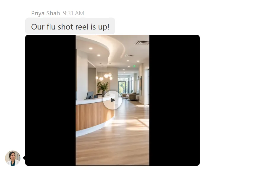 Windows: a chat with a YouTube Shorts link showing its preview