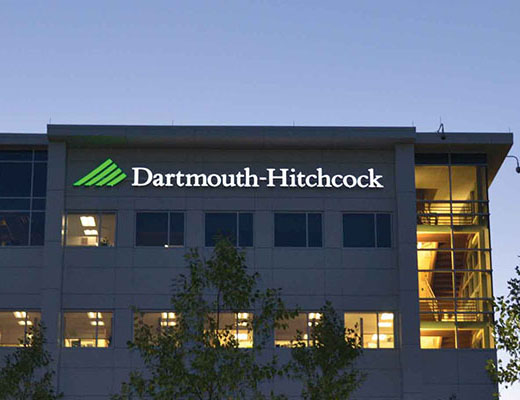 Picture of a Dartmouth-Hitchcock logo on a building