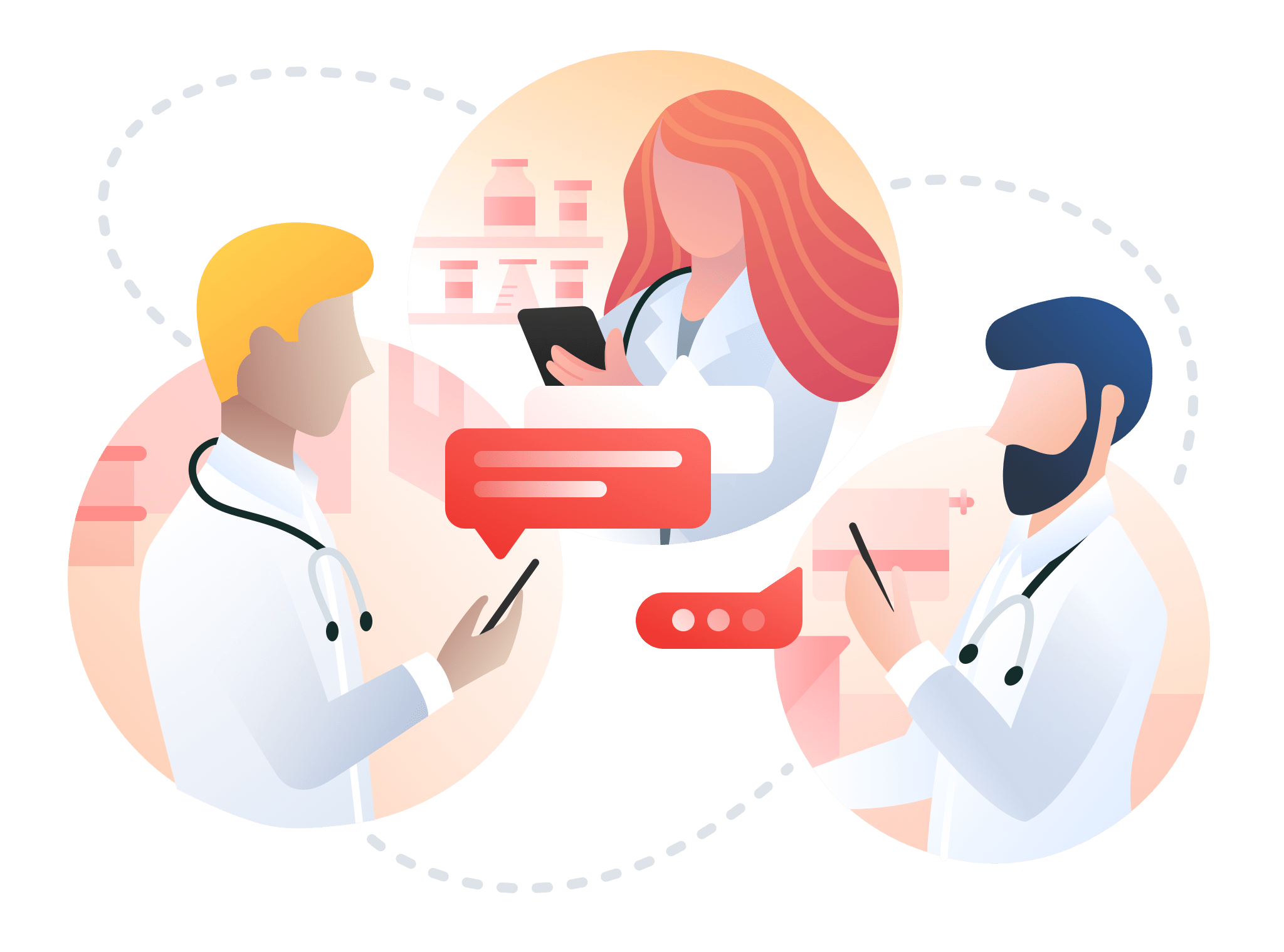 Picture of multiple doctors communicating using Trillian